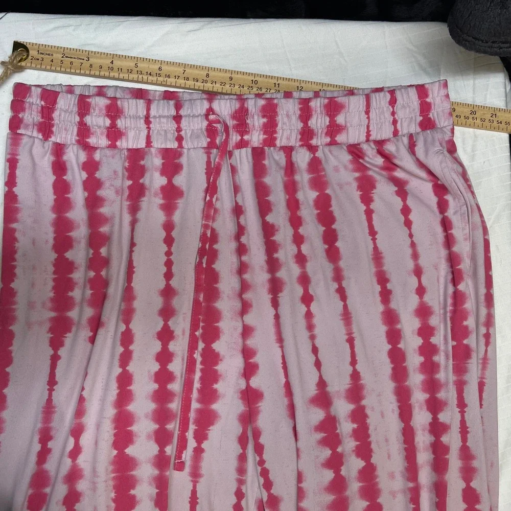 Care Bears Pink Tie Dye Pajama Pants Womens XL Lounge Sleepwear‎ Pockets Stretch